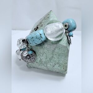 Silpada RARE 🦄 2011 Conf GIRLFRIENDS FOR LIFE Sterling, Turquoise Pearl Bracelet